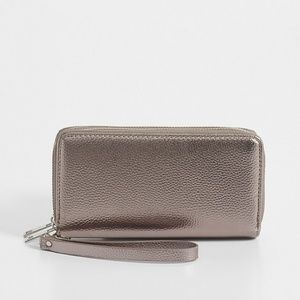 Metallic Double Zip Wallet